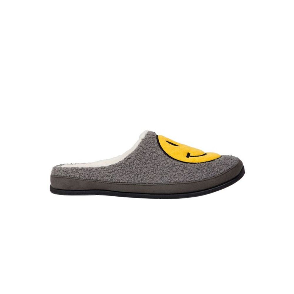 DEER STAGS Mens Gray Smiley Face Cushioned Round Toe Slip On Slippers Shoes 9 M